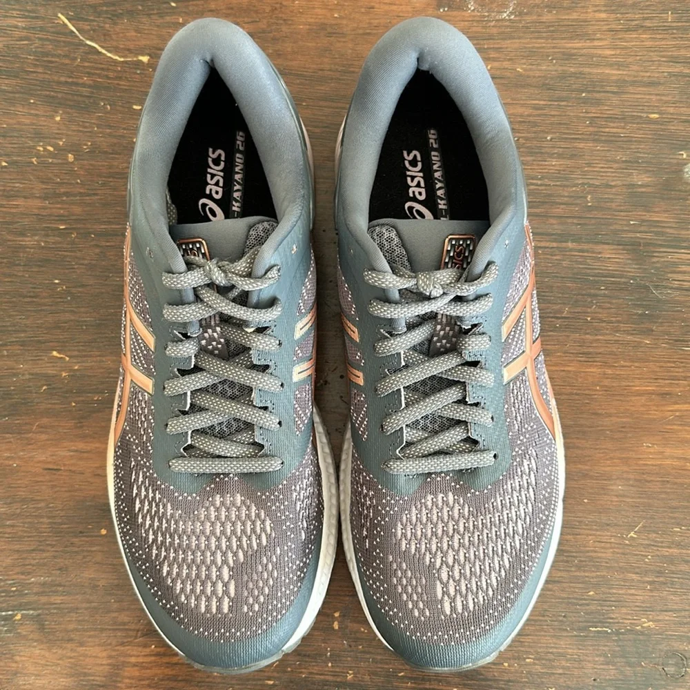 ASICS Gel-Kayano 26 running, women's 10.5 in Metropolis (grey)/Rose Gold - Picture 2 of 8
